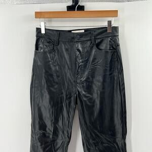 7 for all Mankind Women's Logan Stovepipe Faux Leather Pants - Black - 28 - NWT